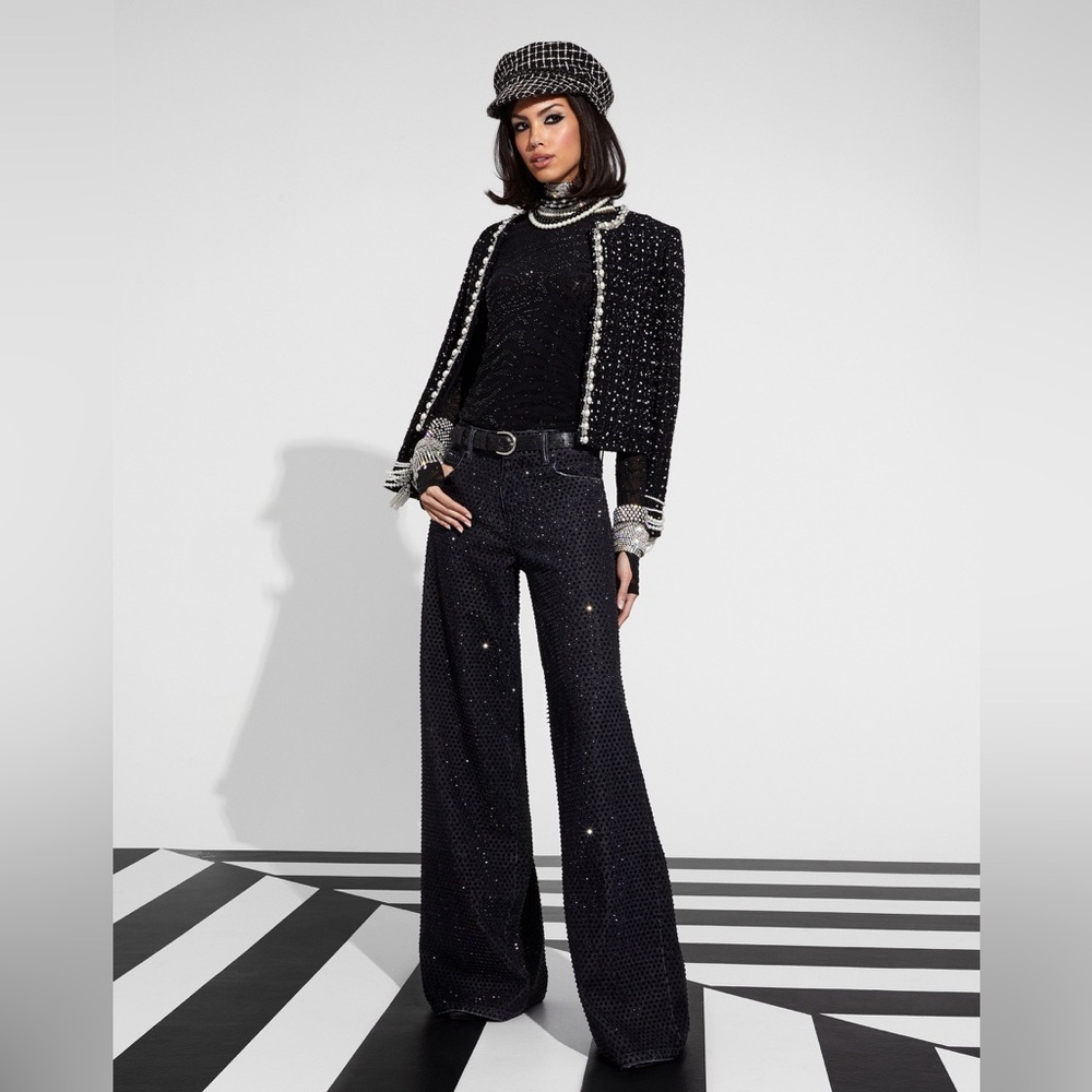 Alice Olivia TRISH LOW RISE EMBELLISHED BAGGY JEAN $795